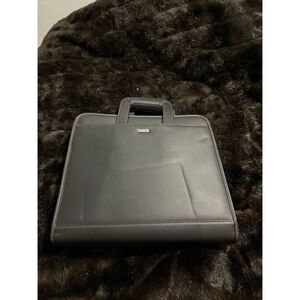 Day One Franklin Covey Black 3 Ring Binder with Handles Leather Zip Organizer